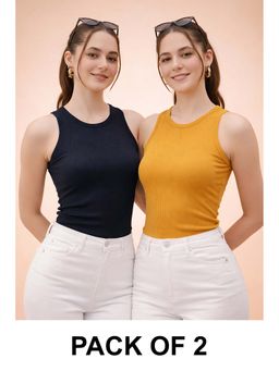 Glito - Multi-Color Cotton Solid Tank Tops (Pack of 2)