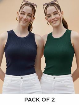 Glito - Multi-Color Cotton Solid Tank Tops (Pack of 2)