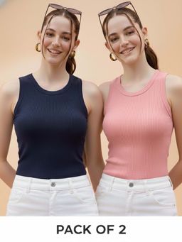 Glito - Multi-Color Cotton Solid Tank Tops (Pack of 2)