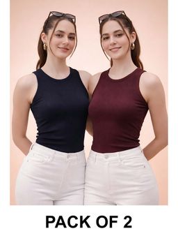 Glito - Multi-Color Cotton Solid Tank Tops (Pack of 2)