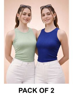 Glito - Multi-Color Cotton Solid Tank Tops (Pack of 2)