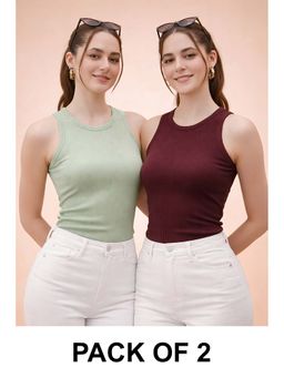 Glito - Multi-Color Cotton Solid Tank Tops (Pack of 2)