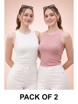 Glito - Multi-Color Cotton Solid Tank Tops (Pack of 2)