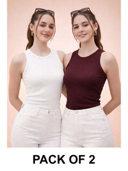 Glito - Multi-Color Cotton Solid Tank Tops (Pack of 2)