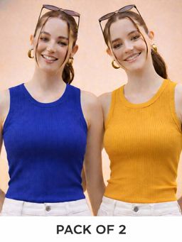 Glito - Multi-Color Cotton Solid Tank Tops (Pack of 2)