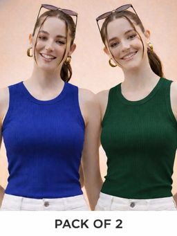Glito - Multi-Color Cotton Solid Tank Tops (Pack of 2)