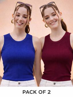Glito - Multi-Color Cotton Solid Tank Tops (Pack of 2)