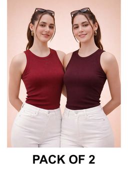Glito - Multi-Color Cotton Solid Tank Tops (Pack of 2)