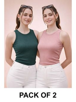 Glito - Multi-Color Cotton Solid Tank Tops (Pack of 2)