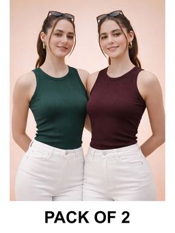 Glito - Multi-Color Cotton Solid Tank Tops (Pack of 2)