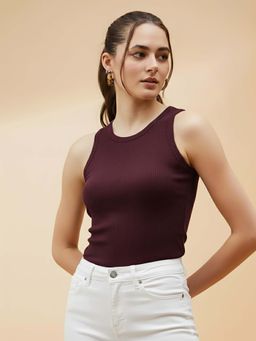 Glito - Purple Cotton Solid Tank Top