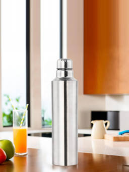 Kuber Industries - Silver Leakproof Stainless Steel Water Bottle