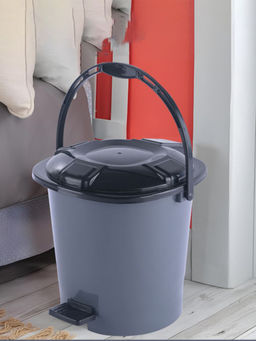 Kuber Industries - Grey Plastic Dust Bin for Home with Pedal