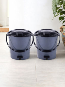 Kuber Industries - Grey Plastic Dust Bin for Home with Pedal (Pack of 2)