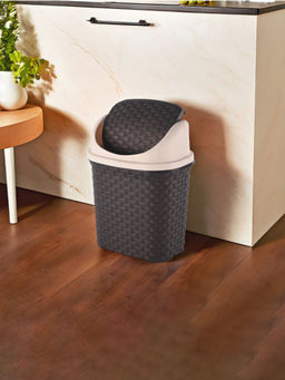 Kuber Industries - Brown Plastic Swing Lid Dust Bin