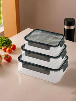 Kuber Industries - Black Airtight Kitchen Containers (Pack of 3)