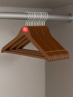Kuber Industries - Brown Rotatable Plastic Hangers (Pack of 12)