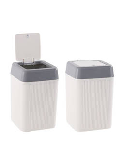 Kuber Industries - White One Touch Press Dust Bins (Pack of 2)