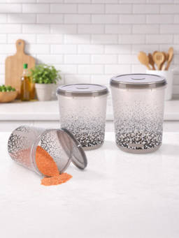 Kuber Industries - Grey Plastic Kitchen Storage Containers (Pack of 3)