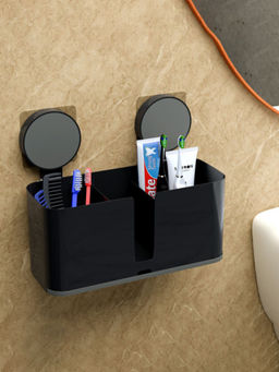 Kuber Industries - Black Plastic Self-Adhesive Toothpaste Holder