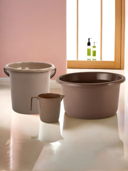 Kuber Industries - Brown 3 Piece Bathroom Combo Set