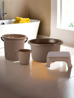 Kuber Industries - Brown 4 Piece Bathroom Combo Set