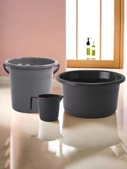 Kuber Industries - Grey 3 Piece Bathroom Combo Set