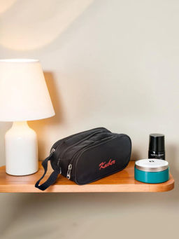 Kuber Industries - Black Rexine Lightweight Travel Toiletry Bag