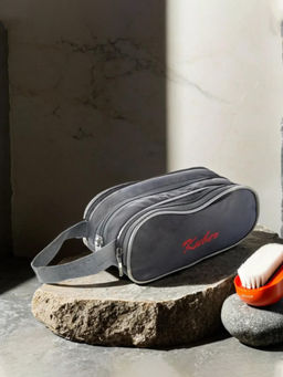 Kuber Industries - Grey Rexine Lightweight Travel Toiletry Bag