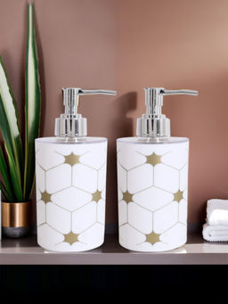 Kuber Industries - White Star Print Liquid Soap Dispensers (Pack of 2)
