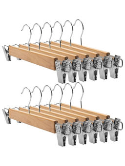 Kuber Industries - Brown Wooden Natural Finish Closet Hangers (Pack of 12)