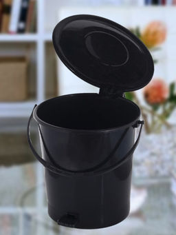 Kuber Industries - Black Plastic Pedal Dust Bin