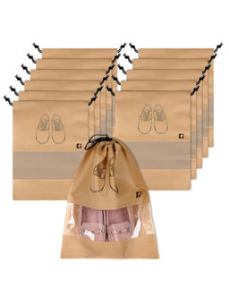 Kuber Industries - Beige Shoe Cover Non-Woven Dust Proof Shoe Bags (Pack of 12)