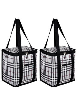 Kuber Industries - Grey Checks Reusable Lunch Bags (Pack of 2)