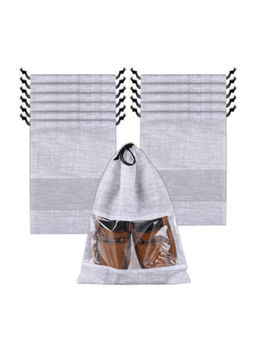 Kuber Industries - Grey Drawstring Shoe Storage Bags (Pack of 12)