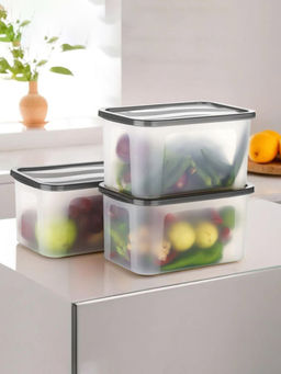 Kuber Industries - Black Fridge Organizers Storage Boxes (Pack of 3)