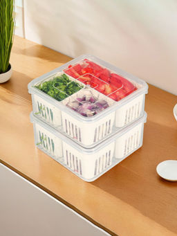 Kuber Industries - White Fridge Organizers Storage Boxes (Pack of 2)