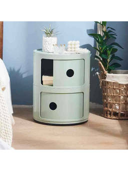 The Artment - Green 2 Tier Totem Tower Cylindrical Storage Cabinet