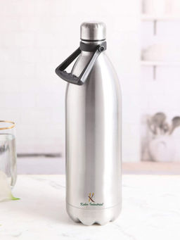 Kuber Industries - Silver Stainless Steel 24 Hours Plus Hot And Cold Water Bottle