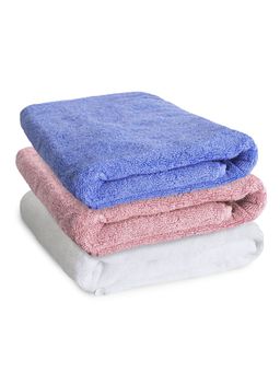 Heelium - Bamboo Bath Towel, Soft, Absorbent & Odour Free, 140x70cm, Set of 3 (Peach, White, Iris)