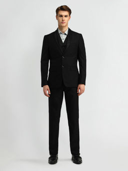 Arrow - Solid Black Full Sleeves Formal Suit Blazer and Waistcoat with Pant (Set of 3)
