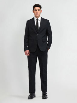 Arrow - Textured Black Full Sleeves Suit Blazer with Pant (Set of 2)