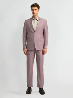 Arrow - Solid/Plain Pink Full Sleeves Formal Suit Blazer with Pant (Set of 2)