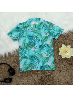 The Lion and the Fish - Hawaiian Tropical Sky Blue Shirt