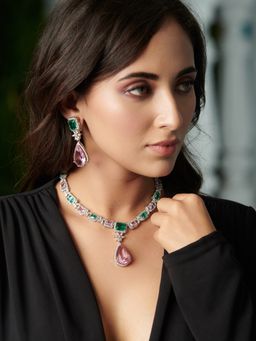 Curio Cottage - Shades of Pastel Diamante Cubic Zirconia Necklace Set