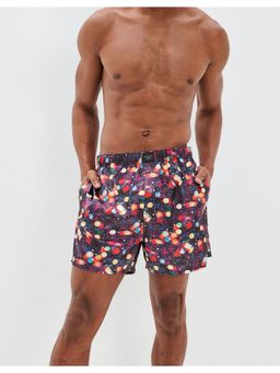 American Eagle - Men Black X-Mas Lights Satin Lounge Boxer Shorts