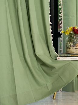 Urban Space - Boho Cotton Window Curtain with Eyelets & Tieback 1 Piece Aura Sage Green