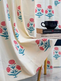 Urban Space - Cotton Window Curtains with Eyelets & Tieback Sunflower Pomegranate Pink (Pack of 2)