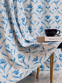 Urban Space - Cotton Window Curtains with Eyelets & Tieback Water Lily Blue (Pack of 2)