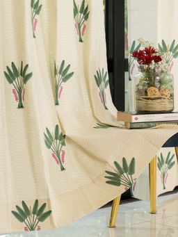 Urban Space - Cotton Window Curtains with Eyelets & Tieback Palm Lagoon Green (Pack of 2)